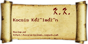 Kocsis Kálmán névjegykártya